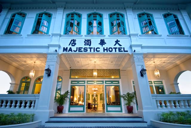 The Majestic Malacca Hotel Exterior Entrance at Night